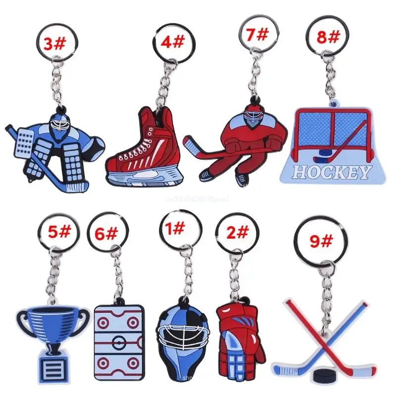 Мода хокей на лед ключодържател чанта чар карикатура зимни спортове висулка ключодържател Изображение 1