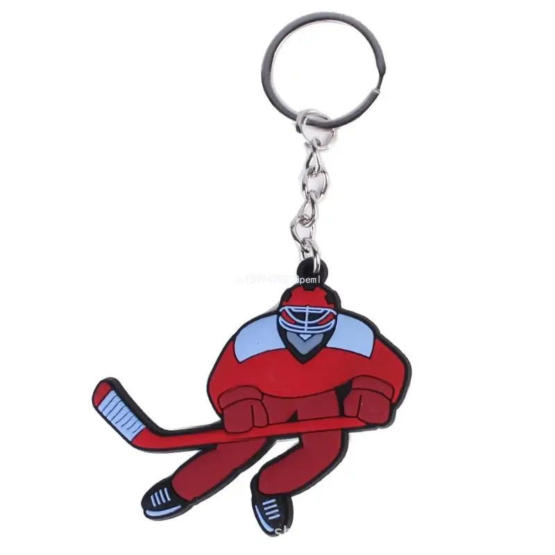 Мода хокей на лед ключодържател чанта чар карикатура зимни спортове висулка ключодържател Изображение 3