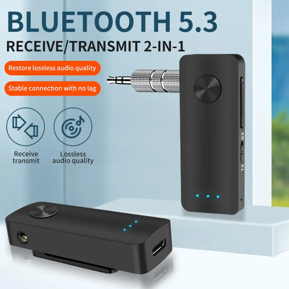 Car Bluetooth-съвместим приемник предавател 2-в-1 безжичен аудио адаптер преносими хендсфри автомобилни комплекти с AUX 3.5mm Изображение 0