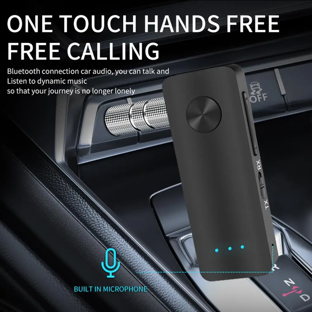 Car Bluetooth-съвместим приемник предавател 2-в-1 безжичен аудио адаптер преносими хендсфри автомобилни комплекти с AUX 3.5mm Изображение 3