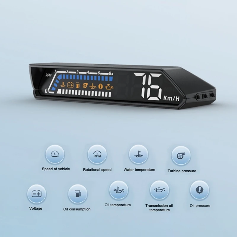 G99F S100 HUD Head Up дисплей OBD многофункционален монитор на таблото за управление на автомобила, съвместим за мониторинг на температурата на предаване на маслото Изображение 2