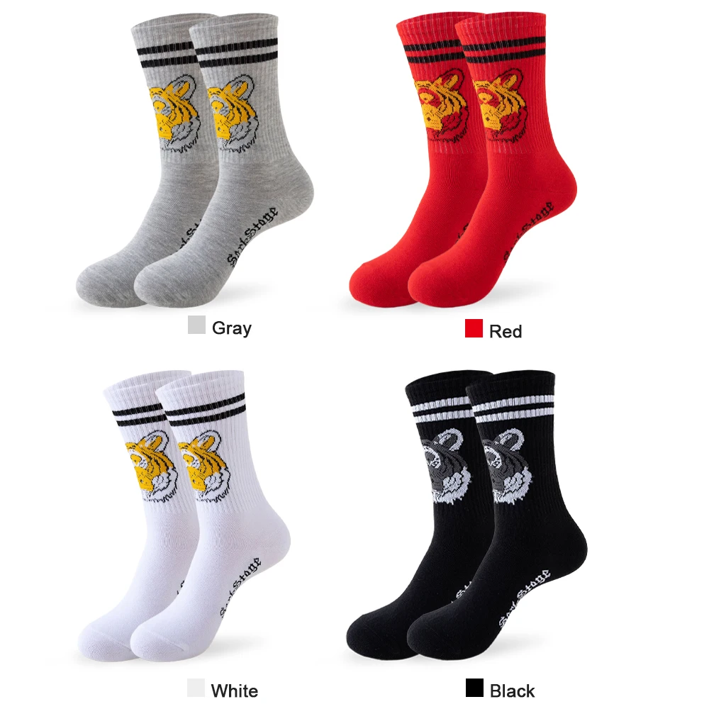 5 чифта висококачествени мъжки чорапи памучни дишащи хип-хоп улични модни чорапи дълги подаръчни чорапи Sox Sokken спортни чорапи на открито Изображение 4
