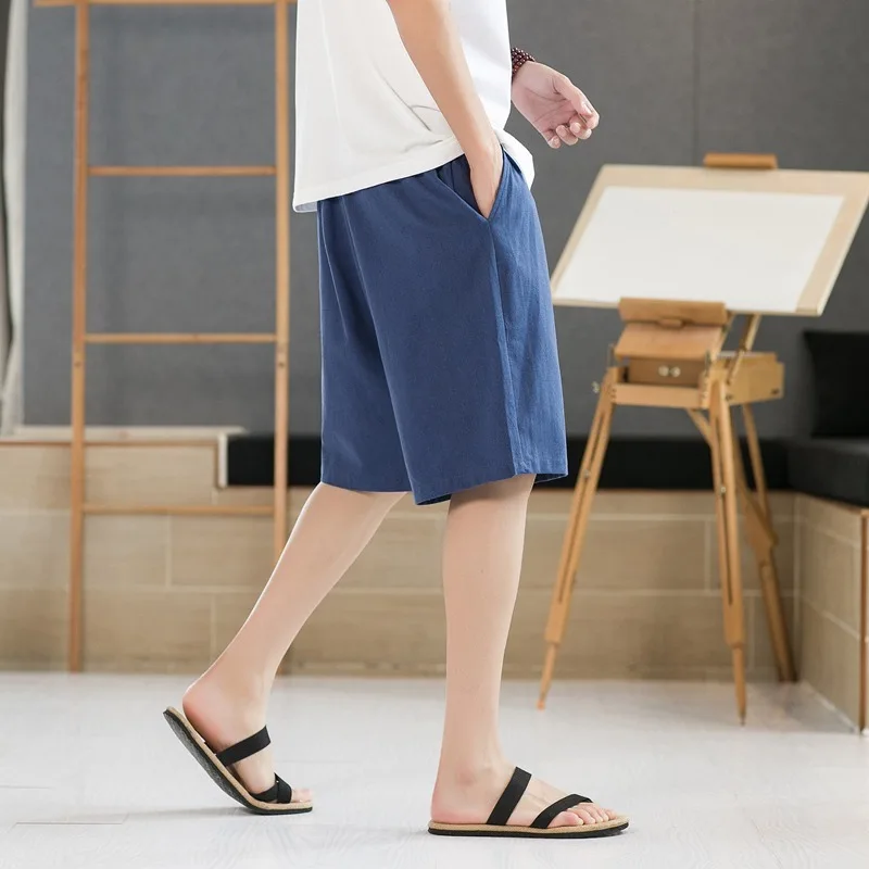 Ежедневни и модерни минималистични шорти Capris плътен цвят мъжки хлабав монтаж ежедневно универсален плаж корейски версия тенденция Изображение 1