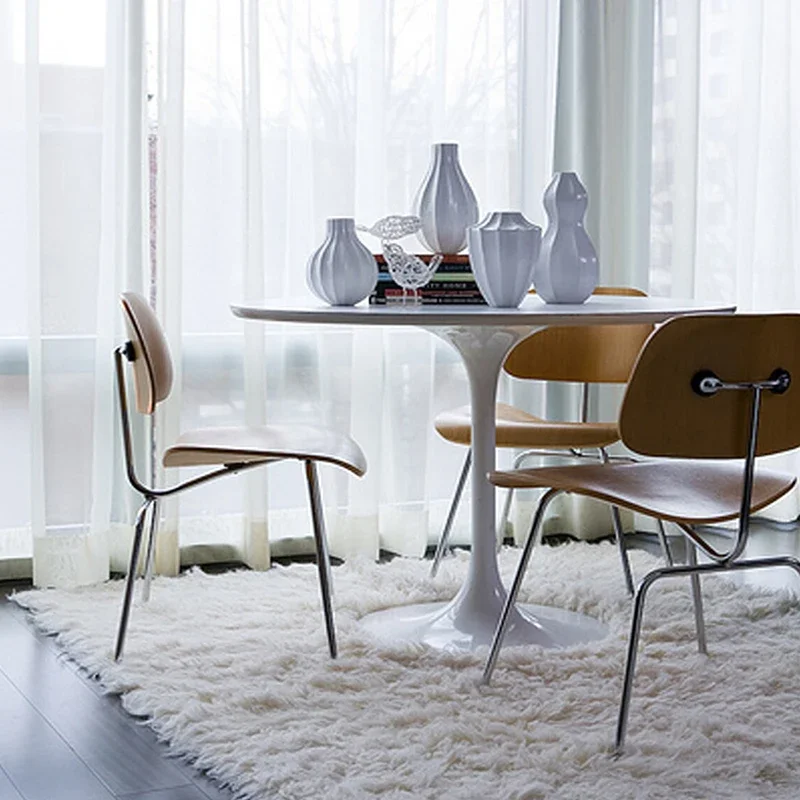 Wuli Nordic Apple стол свободно време извита облегалка стол кафе открит хотел ясно бар извити дърво трапезен стол Изображение 1