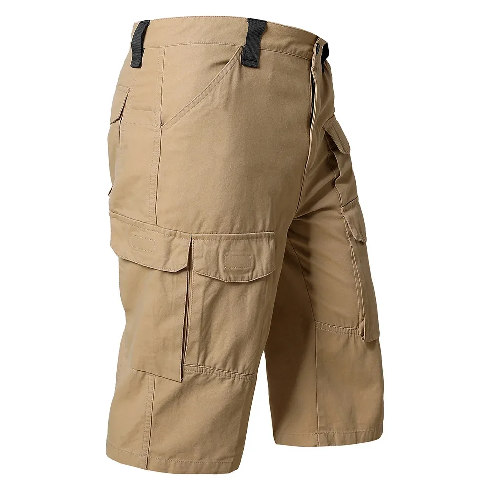 панталони мъжки хлабав направо лято плюс размер тенденция случайни шорти мулти-джоб памук гащеризони мъже Изображение 1