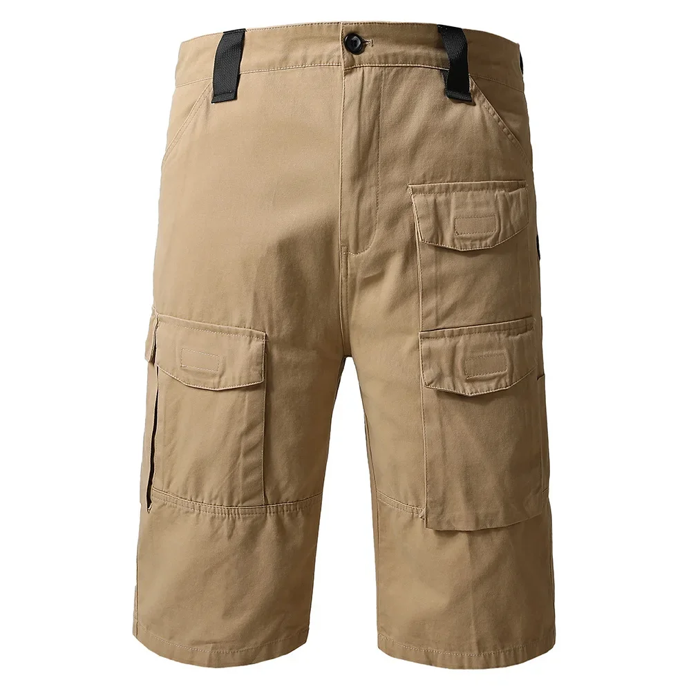 панталони мъжки хлабав направо лято плюс размер тенденция случайни шорти мулти-джоб памук гащеризони мъже Изображение 4