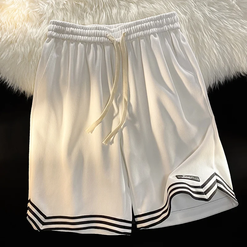 Летни американски спортни шорти Мъжка модна марка Ins Loose Баскетболни панталони Trend Split Casual Pants Thin Couple Wear S-3XL Изображение 4
