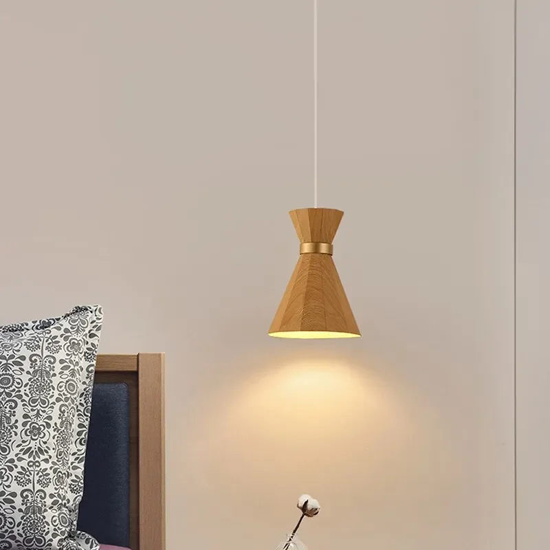 Nordic Wood висулка светлина LED минималистичен желязо декоративна лампа спалня учебна стая спалня хол трапезария декорация на дома Изображение 0