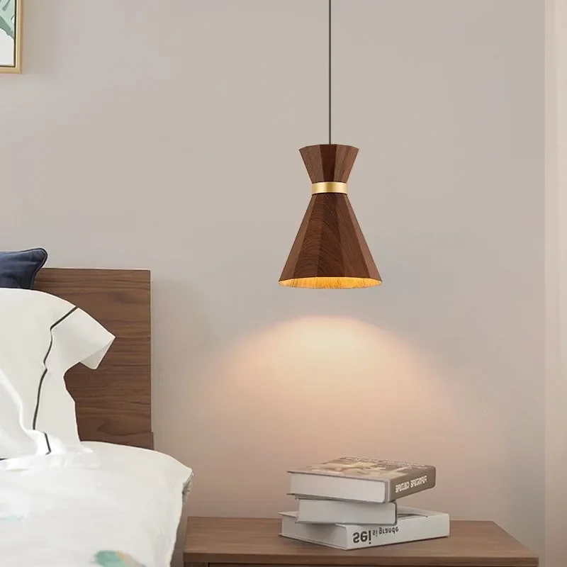 Nordic Wood висулка светлина LED минималистичен желязо декоративна лампа спалня учебна стая спалня хол трапезария декорация на дома Изображение 1