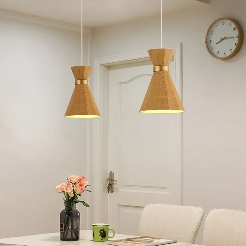 Nordic Wood висулка светлина LED минималистичен желязо декоративна лампа спалня учебна стая спалня хол трапезария декорация на дома Изображение 2