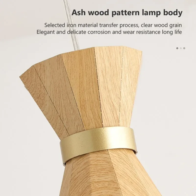 Nordic Wood висулка светлина LED минималистичен желязо декоративна лампа спалня учебна стая спалня хол трапезария декорация на дома Изображение 5