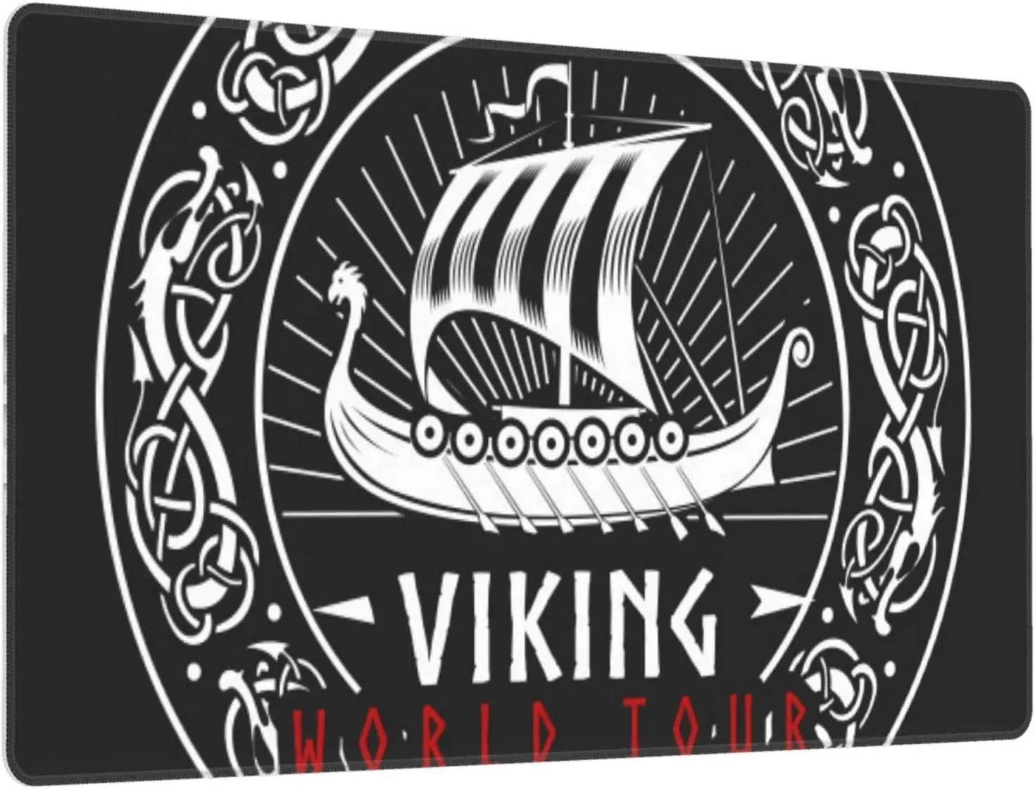 Viking Gaming Big Mouse Pad Viking Ship Rune Mousepad Stitched Edges Водоустойчива неплъзгаща се гума за офис работа 31 x 12 инча Изображение 0