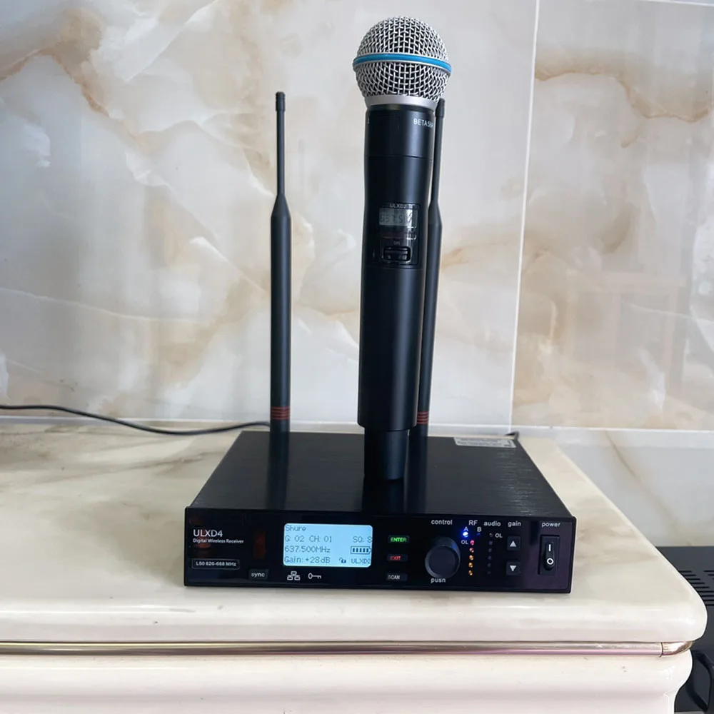 ULXD4 / BETA58A Професионална безжична микрофонна система за честота на сценичната производителност 579-590 / 628-689 / 800-820MHz Изображение 1