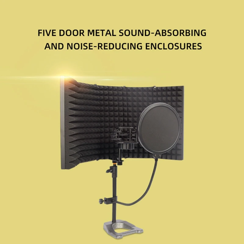 Микрофон Преносим настолен звукопоглъщащ филтър за отражение на пяна Микрофон звукоизолиращо оборудване за аудио запис Изображение 5