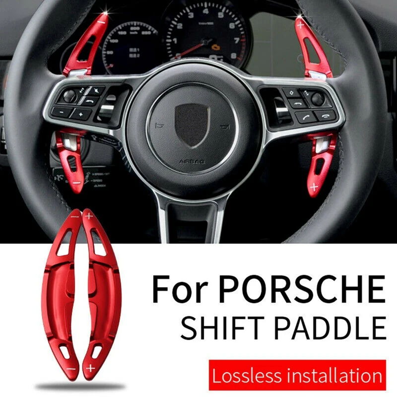 червен алуминиев волан DGS Shift Paddle Shifter разширение за-Porsche Cayenne Panamera 911 Cayman / Boxster 718 Изображение 0