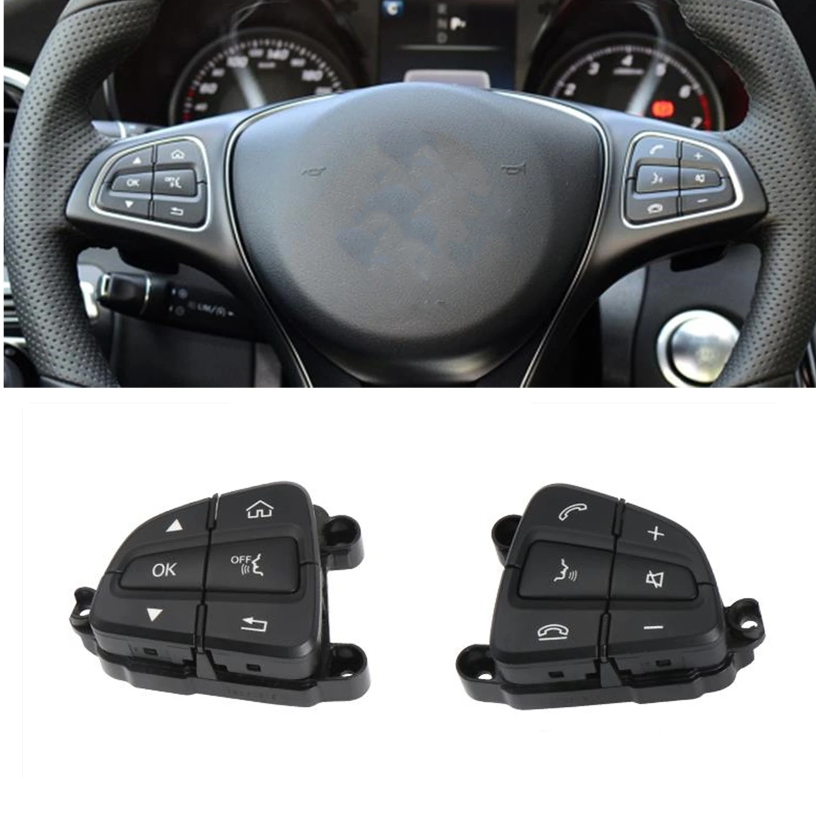 ляво дясно управление на волана на автомобила Смяна на бутона ABS пластмаса за Mercedes Benz W205 C253 2015-2018 Изображение 0
