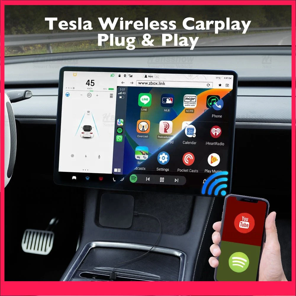 Модел 3 Y X S Безжичен адаптер за Carplay за Tesla Apple Carplay Box Поддръжка на безжичен Android Auto/CarLife Изображение 1