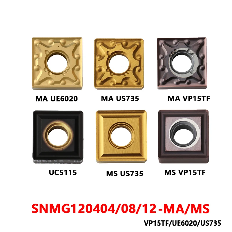 10PCS вложки SNMG120408 SNMG120404 MA MS US735 UC5115 UE6020 VP15TF SNMG карбид тунинг вложки CNC струг режещ инструмент притежателя Изображение 0