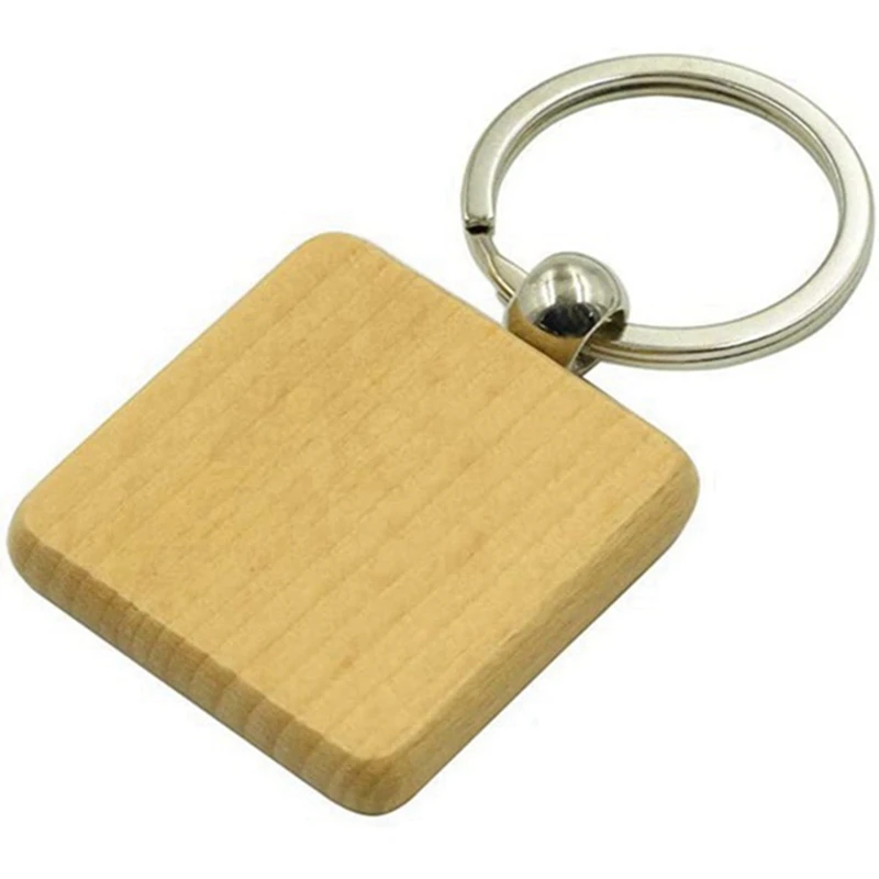 30Pcs празен квадратен дървен ключодържател DIY дървени ключодържатели Ключови маркери DIY подаръци Изображение 1