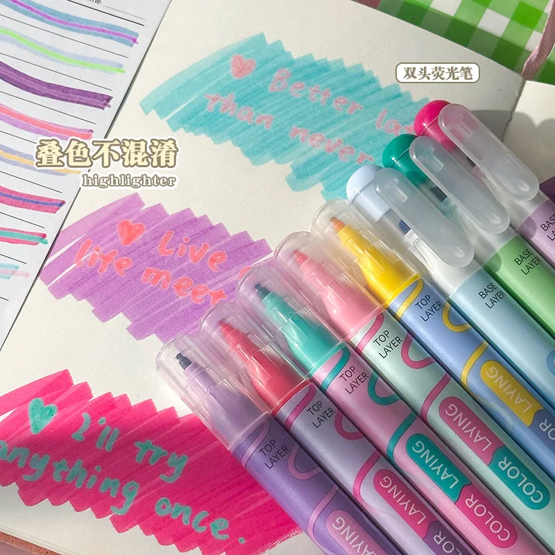 8 цветен маркер Rainbow Macaron многоцветен пълнител канцеларски материали 6 цвята в един гваш гел писалка пастел студент наръчник маркери Изображение 1