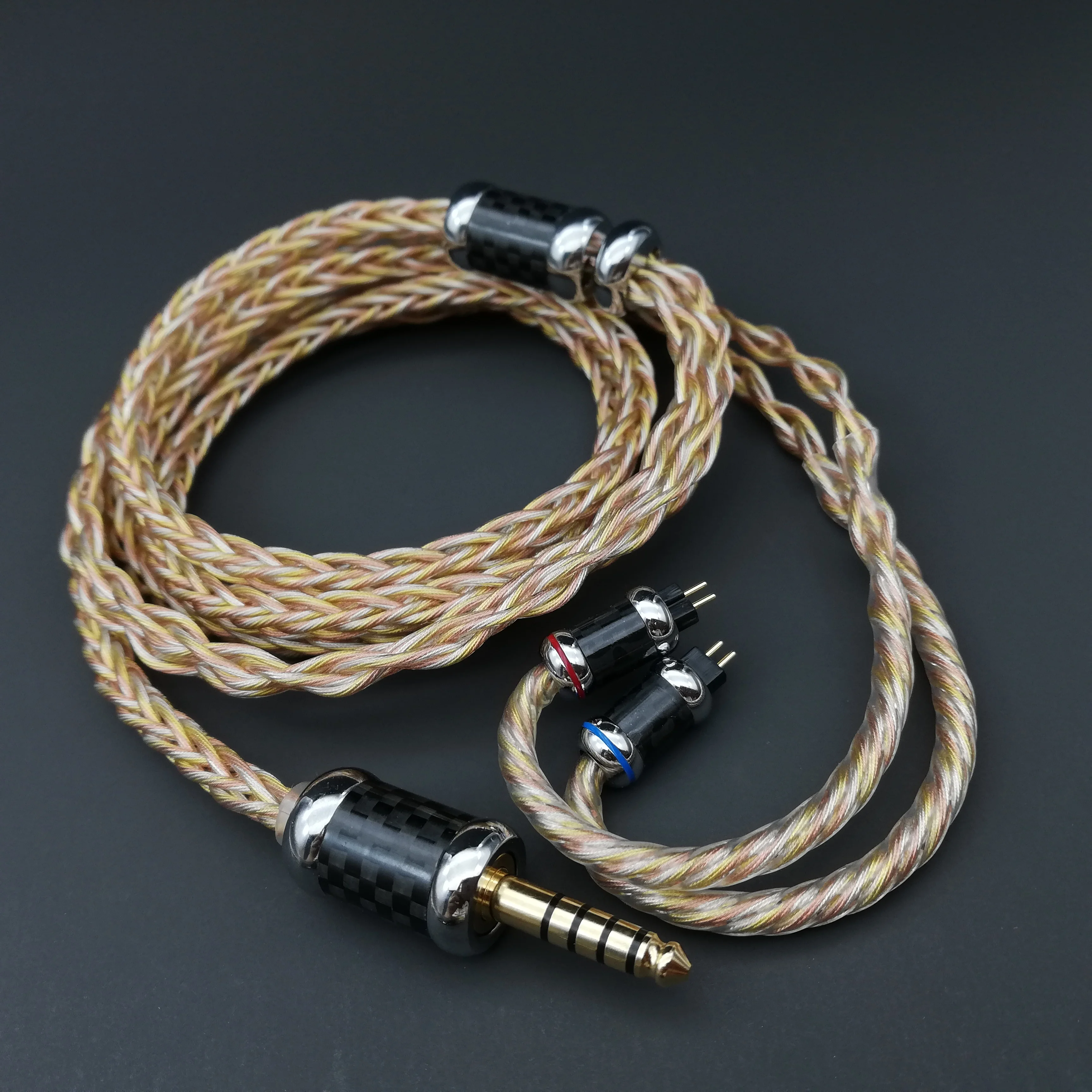 Hiclass 12 Strand монокристално медно покритие 24K златен кабел за слушалки 2-пинов 0.78 или MMCX кабел, подходящ за HiFi / Fio / Iem Изображение 0