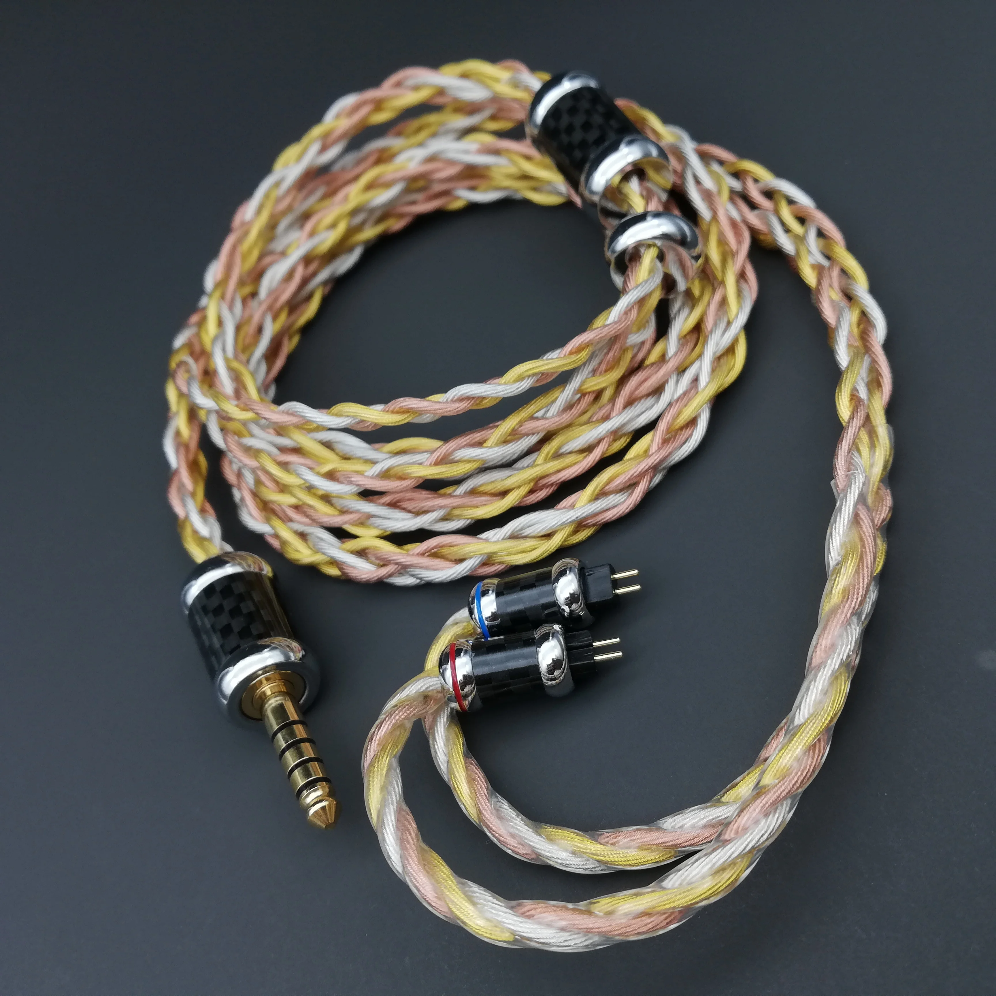 Hiclass 12 Strand монокристално медно покритие 24K златен кабел за слушалки 2-пинов 0.78 или MMCX кабел, подходящ за HiFi / Fio / Iem Изображение 1