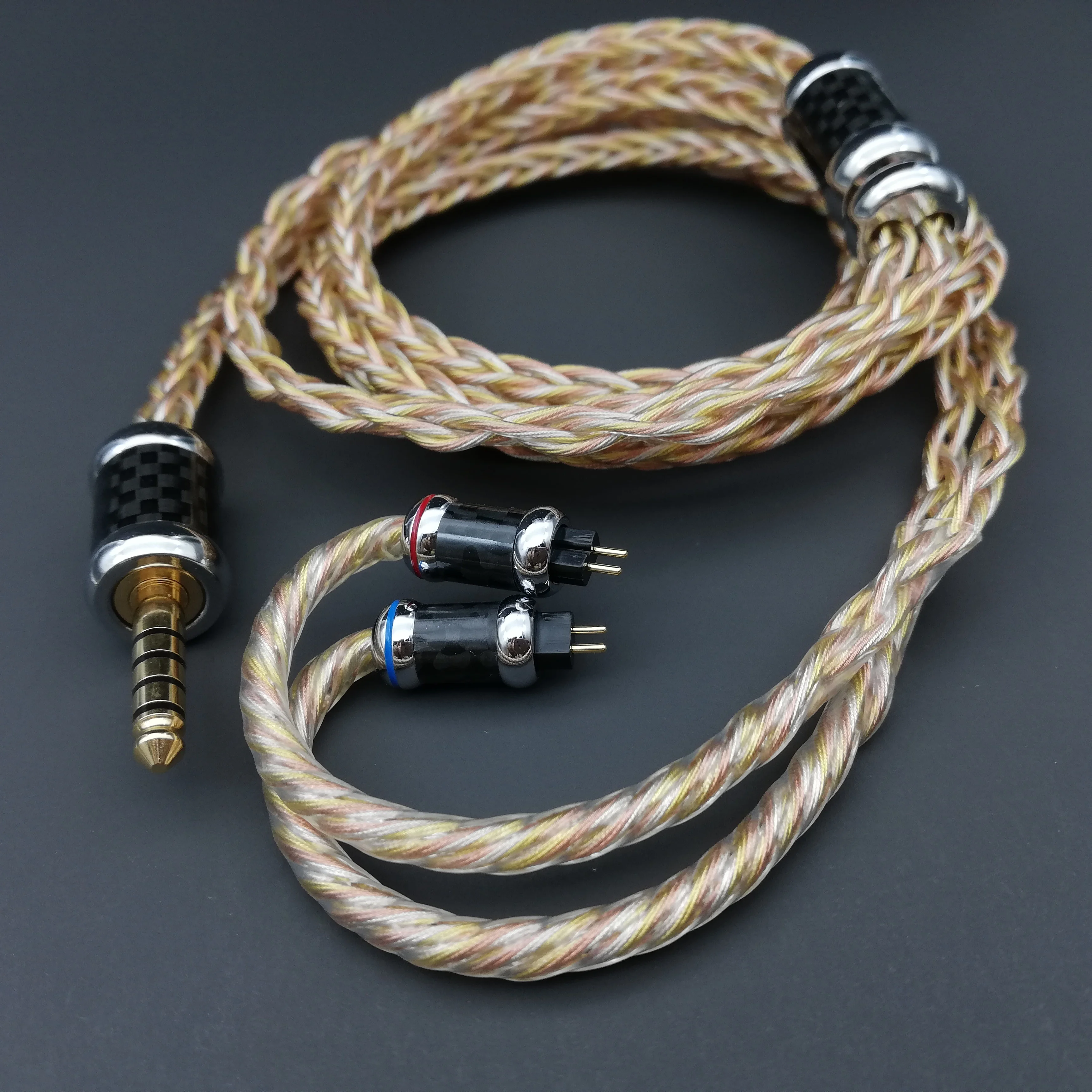 Hiclass 12 Strand монокристално медно покритие 24K златен кабел за слушалки 2-пинов 0.78 или MMCX кабел, подходящ за HiFi / Fio / Iem Изображение 4