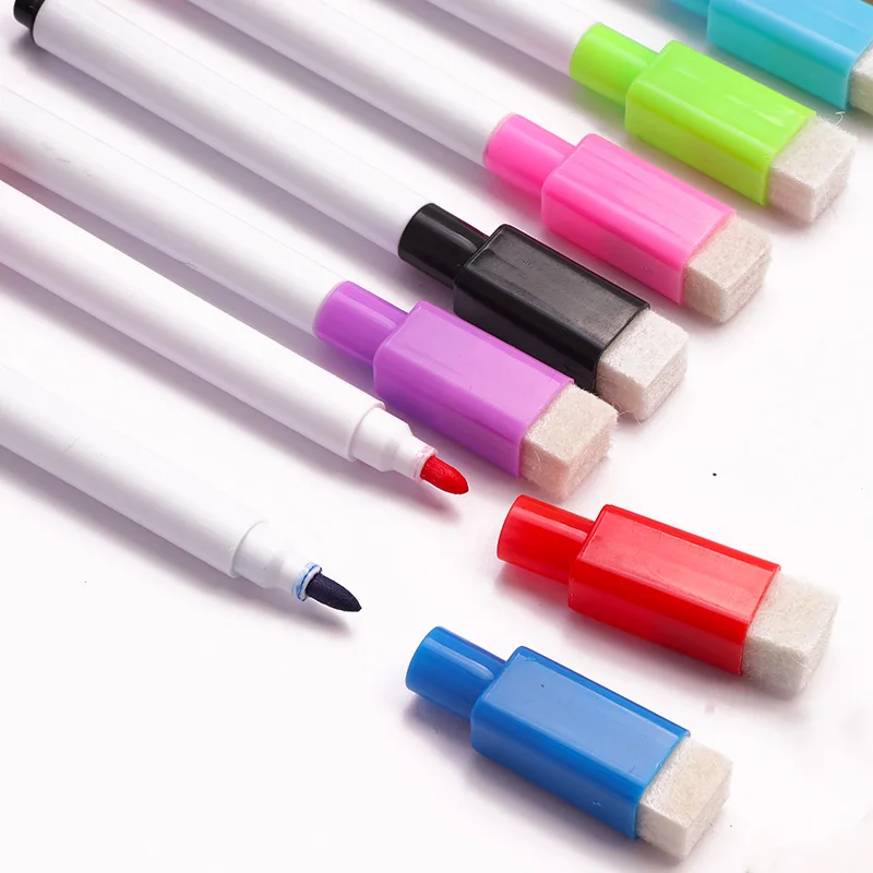 8PCS rotuladores de pizarra de aula escolares de 8 colores para proteger el medio ambiente con goma para borrar de estudiante Изображение 1