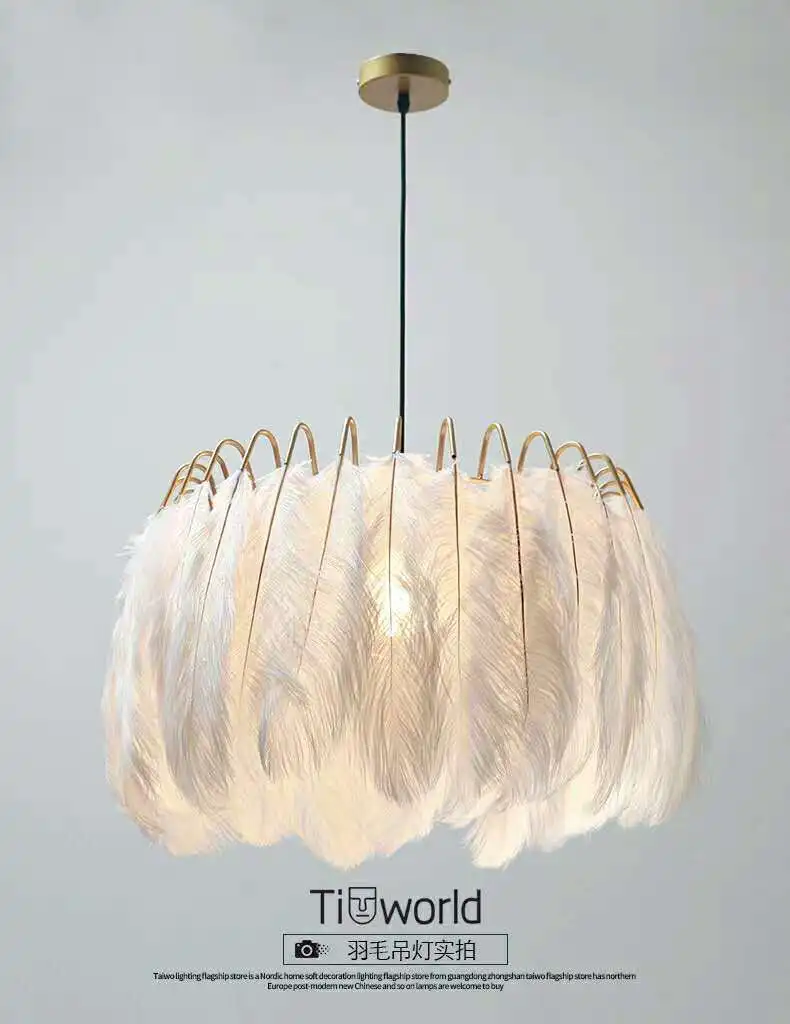 Модерна скандинавска пера лампа перо полилей осветление таванско помещение LED полилеи за всекидневна спалня вътрешни осветителни тела Изображение 2