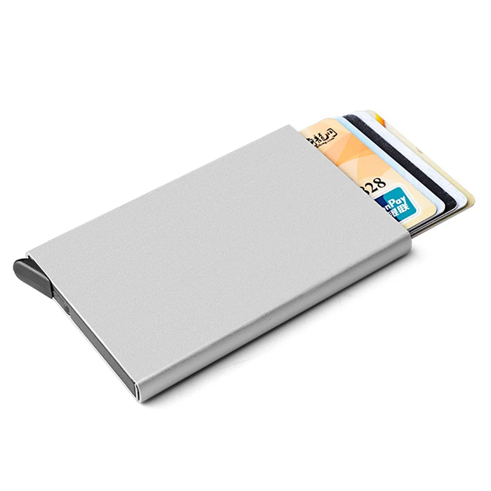 Картодържател мъже RFID блокиране алуминиев тънък портфейл пари чанта анти-сканиране притежателя на кредитна карта тънък случай малък мъжки портфейл злато печат Изображение 4
