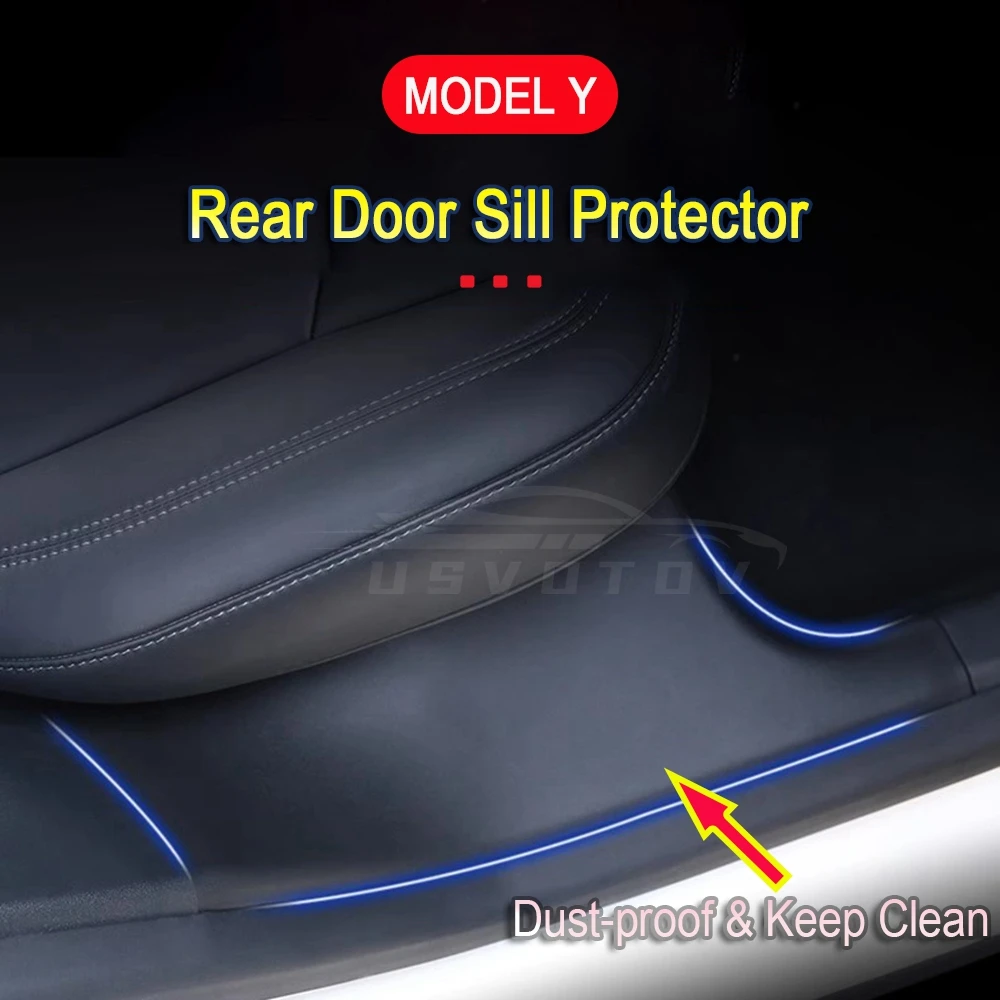 Капак за протектор на перваза на задната врата за Tesla Модел Y 2023 2022 2021 Аксесоари за защитно фолио Предпазители на педалите Праг близо до седалката Изображение 2