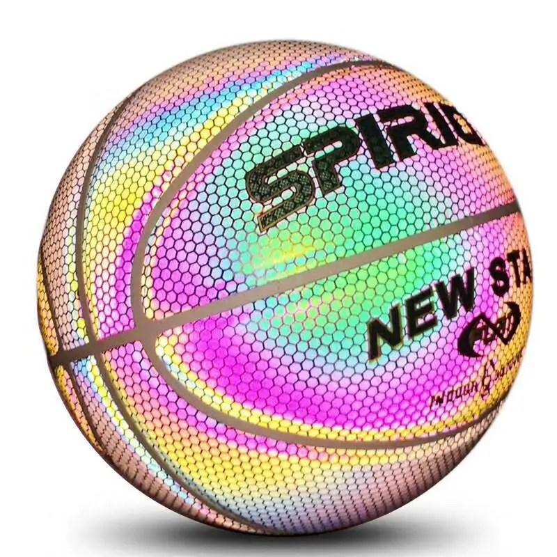 Горещи продажба PU баскетбол отразяващи топка блясък баскетбол размер 7 открит закрит топка светещи светещи Basketbol подарък Изображение 2