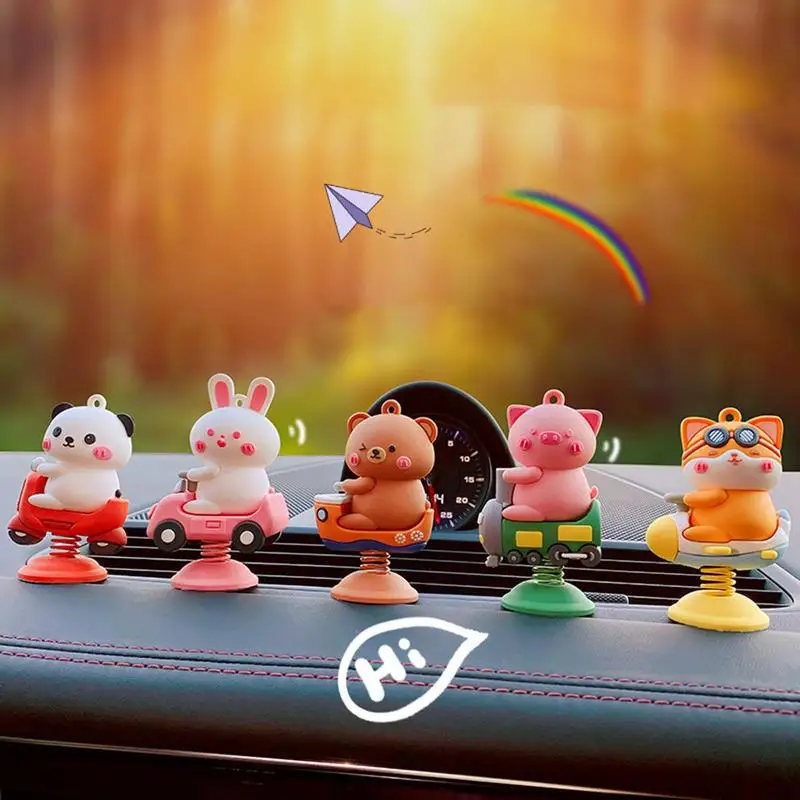 Cartoon Animal For Car Dashboard Spring Swinging Dashboard Animal Decoration Car Interior Decorations Spring Figurines With No Изображение 1