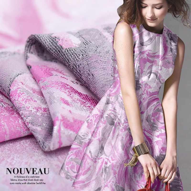 Пролет и есен мода жакард брокат палто рокля тъкани на едро високо качество плат на метър за шиене Изображение 1