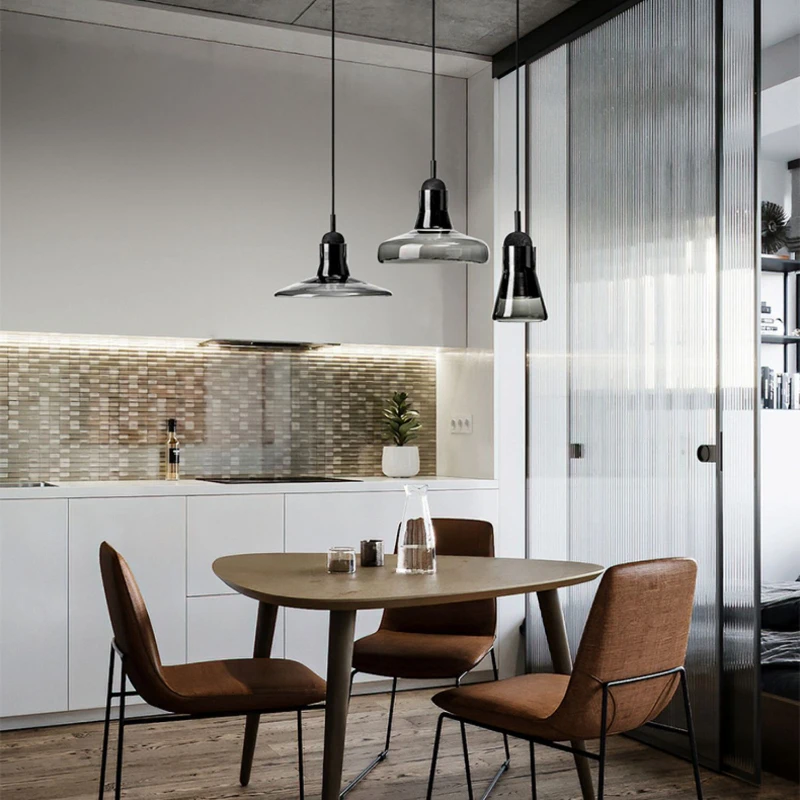Nordic Retro LED стъклени висулки Ресторант Спалня Кухня Начало Осветителни тела Кафе бар Персонализиран минималистичен полилей Изображение 1