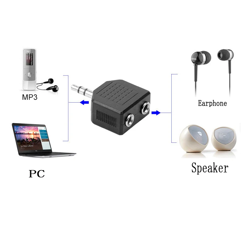 Аудио слушалки за слушалки сплитер адаптер 3.5mm към 2 слушалки стерео слушалки сплитер слушалки аксесоари Изображение 2