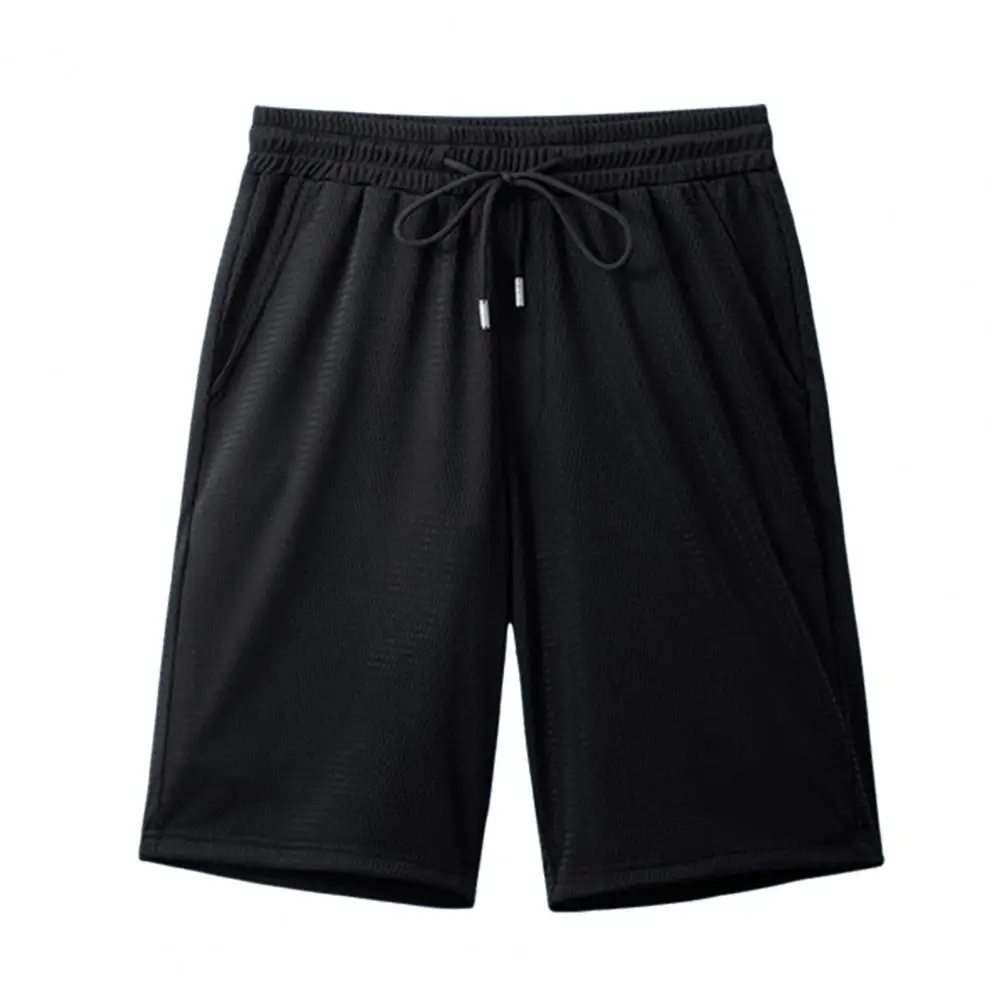 Мъжки шорти плътен цвят шнур лято високо участък ластик къси панталони спортни шорти ластик коляното дължина панталони Изображение 3