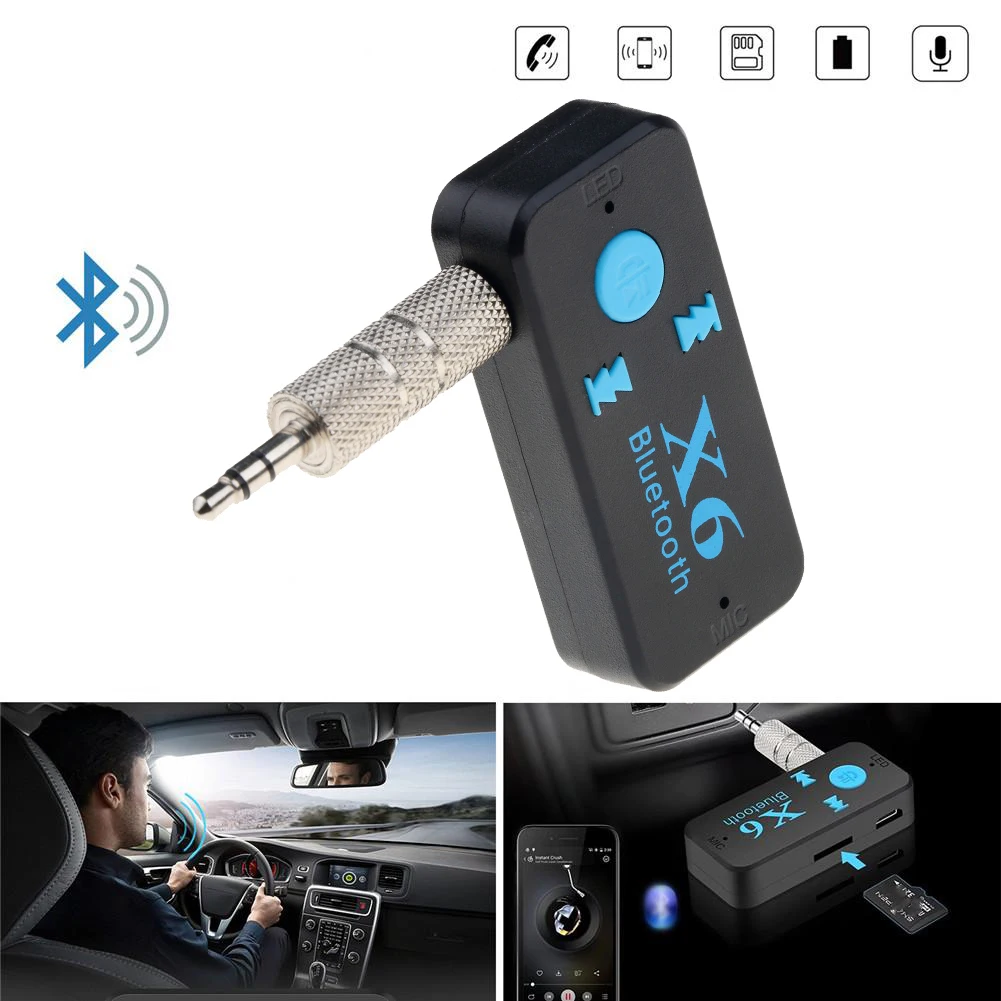 3.5Mm Aux Bluetooth хендсфри комплект за кола Безжичен A2Dp аудио приемник TF карта Mp3 музикален предавател за автомобилен високоговорител Mp3 плейър Изображение 1