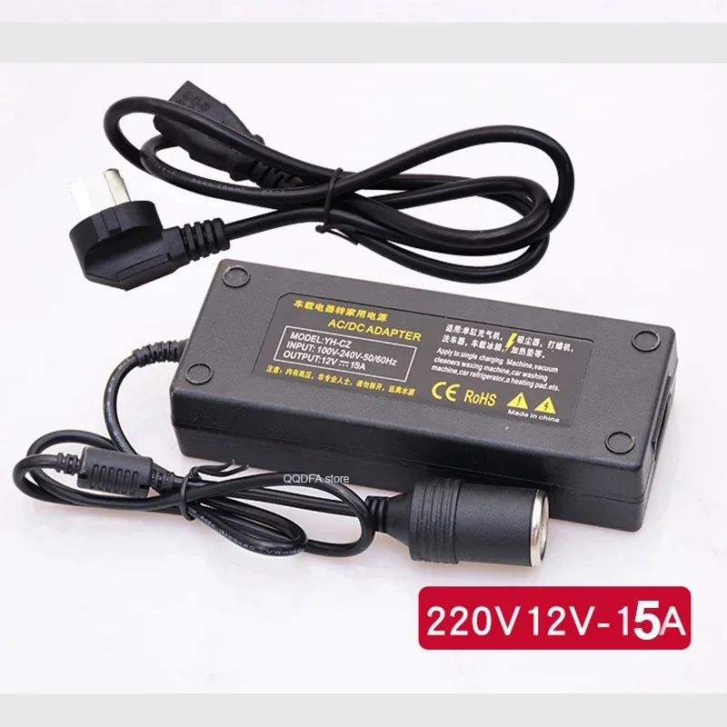 110V / 220V до 12V 15A автомобилен захранващ адаптер конвертор мощност преобразува AC DC трансформатор розетка запалка I3 12100 A1082 Изображение 5