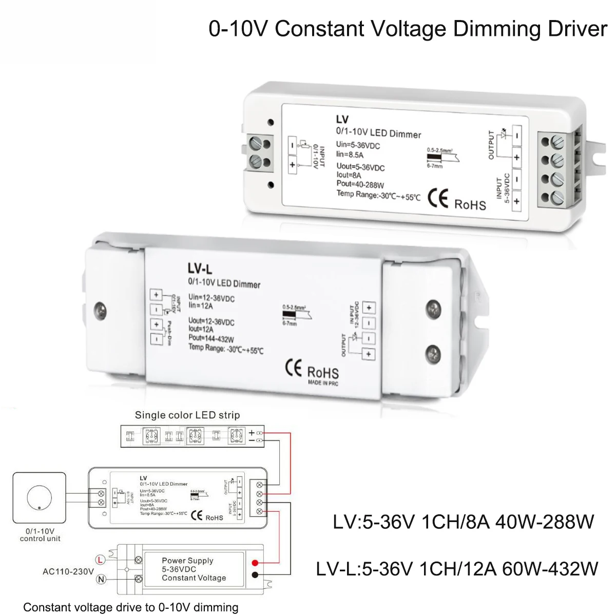 Skydance 0-10V LED димер драйвер постоянно напрежение затъмняване DC5-36V PWM LED контролер 2.4G RF докосване стена монтиране сигнал яркост Изображение 1
