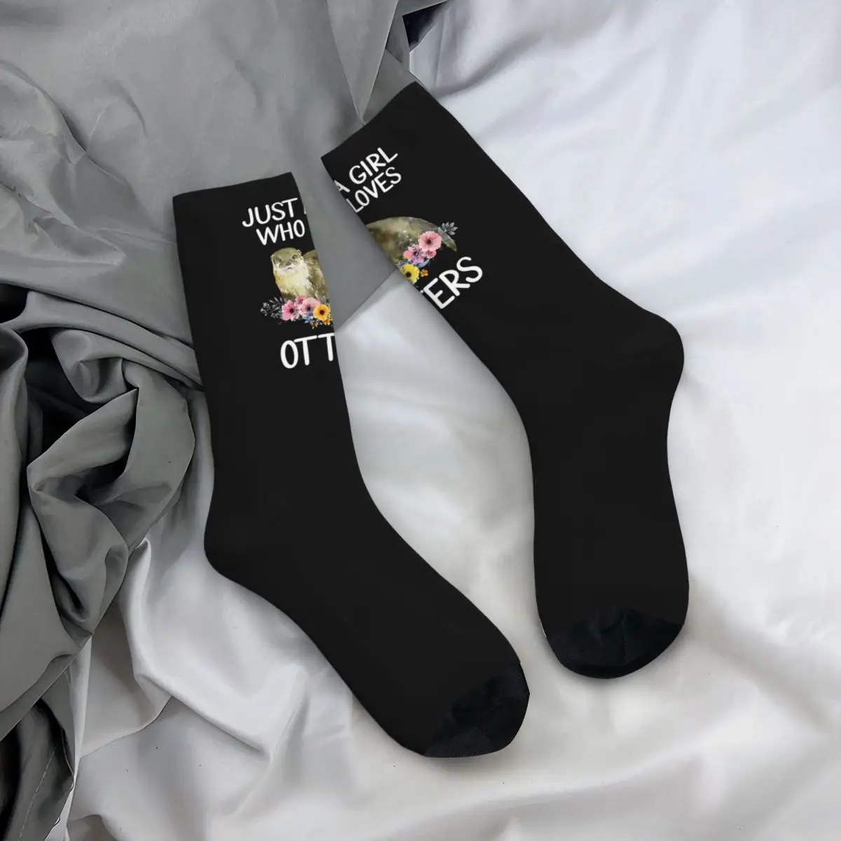 Happy Funny Мъжки компресия чорапи момиче, което обича реколта Harajuku видра домашен любимец любовник уличен стил новост случайни екипажа луд чорап Изображение 4