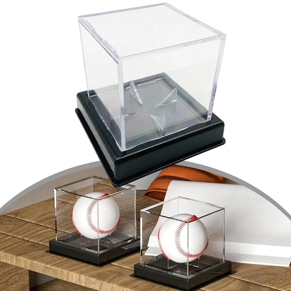 1pc бейзболна кутия акрилна бейзболна витрина ясна бейзболна кутия топка притежател куб прахоустойчив за бейзболни топки до 9 инча Изображение 0