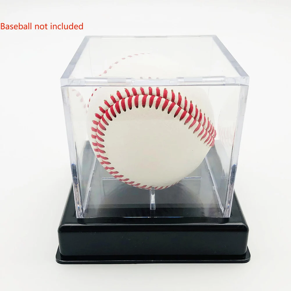 1pc бейзболна кутия акрилна бейзболна витрина ясна бейзболна кутия топка притежател куб прахоустойчив за бейзболни топки до 9 инча Изображение 4