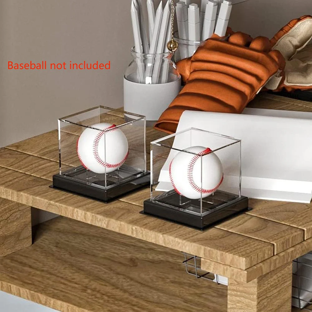 1pc бейзболна кутия акрилна бейзболна витрина ясна бейзболна кутия топка притежател куб прахоустойчив за бейзболни топки до 9 инча Изображение 5