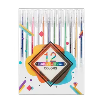 Glitter гел писалка набор от 12 Fadeless и сменяеми блясък писане писалка оцветяване химикалки за скрапбукинг писане оцветяване