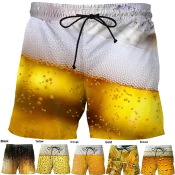 Лятна мода Мъжка бира 3d принтирани шорти Смешни личностни ежедневни плажни шорти