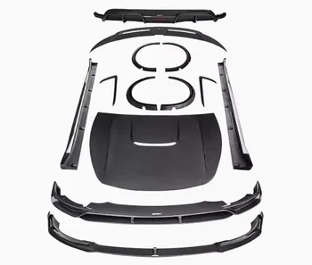 За Tesla Model Y 2020-2023 въглеродни влакна предна броня устна въздушен нож двигател качулка заден дифузьор спойлер странична пола колело вежда