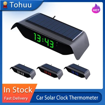 Автомобилен слънчев часовников термометър Светлинна автоматична настройка на яркостта Високопрецизен електронен часовник Температурен монитор