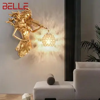 BELLE модерен LED злато стена светлина вътрешен творчески реколта смола sconce лампа за дома хол спалня коридор декор