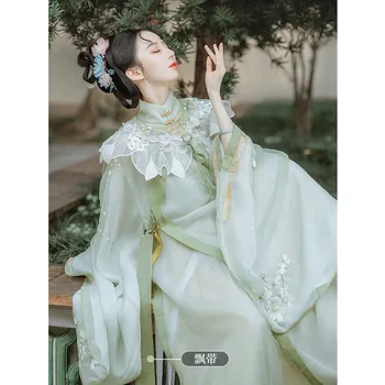 ZhongLingJi оригинален древен ориенталски стил династия Минг фея рокля бродирани ханфу китайски традиционни ханфу облекло жени